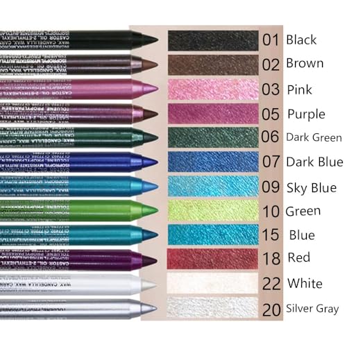 Kaely 12Pcs Glitter Gel Eyeliner Pencil Set for Women, Color Eye Liner Waterproof Smudge Proof with Sharpener, High Pigmen...