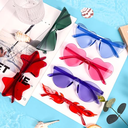 Geopty 10/20/40 Pack Fun Colorful Rimless Party Sunglasses Bulk Retro Funny Glasses Set for Bachelor Party Favors