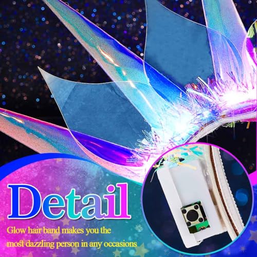 BARTOSI Light Up Headband LED Glow Hairbands Goddess Headpiece Festival Costume Hair Accessories for Women