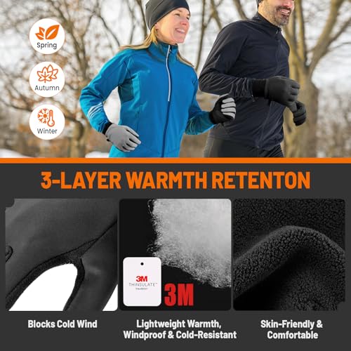 GXCROR Winter Gloves with Windproof & 3M Thermal Insulation, Touchscreen & Anti-Slip, Ideal for Running, Cycling, Hiking, ...