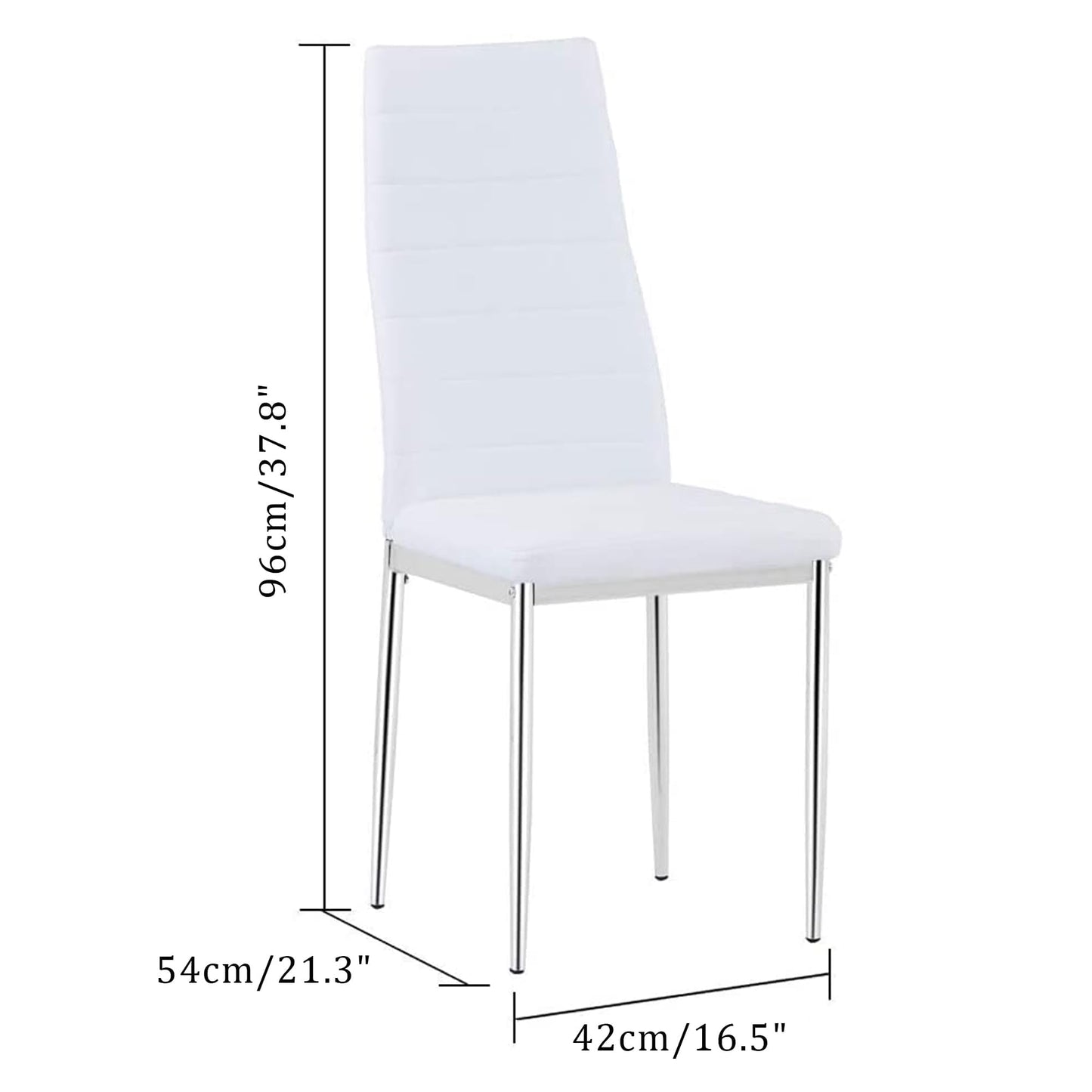 NIERN 5 Piece Dining Table Table Set, Tempered Glass Dining Table Set for 4 Kitchen Table Set with 4 Upholstered Chairs for Kitchen Dining Room (Sliver Table with White Chair)