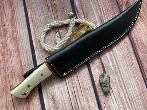 Perkin FBE111 Fixed Blade Hunting Knives with Sheath- Damascus Steel Handmade Full Tang Bushcraft Fixed-Blade Premium Knif...