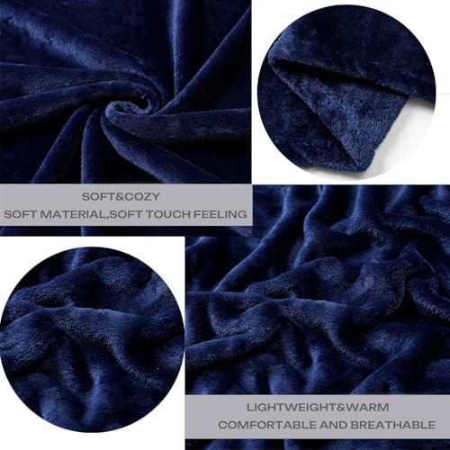 Fleece Plush Throw Blanket Navy Blue(50 by 60 Inches),Super Soft Fuzzy Cozy Flannel Blanket for Couch Sofa.Microfiber Blan...