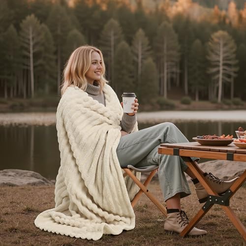 Joiedomi Beige Throw Blanket for Couch, Soft & Warm Beige Fleece Blankets Gifts for Women Mom, Cozy Cute Soft Throw 50x60 ...