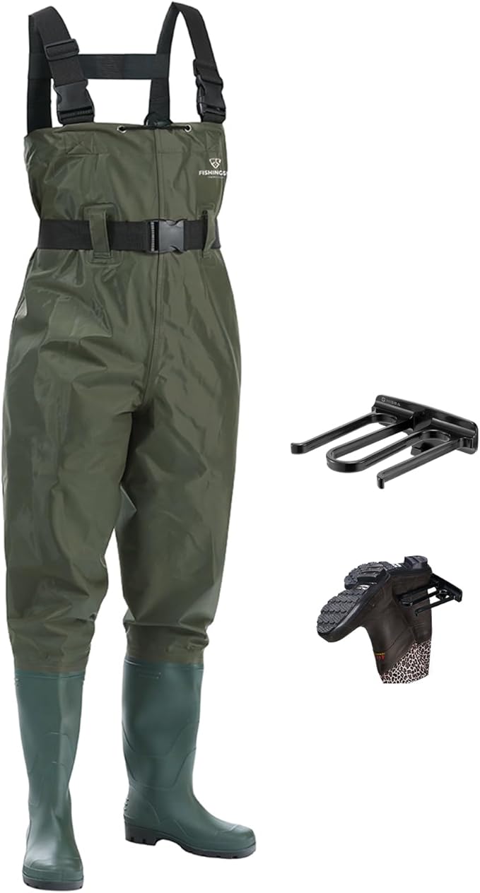 FISHINGSIR Fishing Waders for Men, 2-Ply Nylon/PVC Waterproof Women Chest Wader with Boots, Bootfoot Hunting Waders