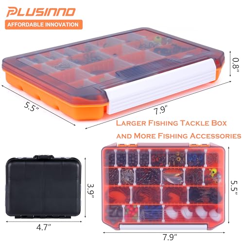 PLUSINNO Fishing Lures Baits Tackle Including Crankbaits, Spinnerbaits, Plastic Worms, Jigs, Topwater Lures, Tackle Box an...