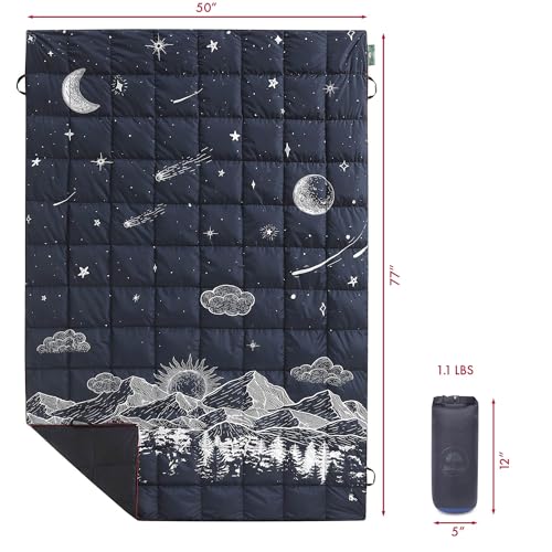 Olivialand Down Camping Blanket, Ultralight Compact Packable Throw with Snaps for Outdoor Indoor, Travel Stadium Concert P...