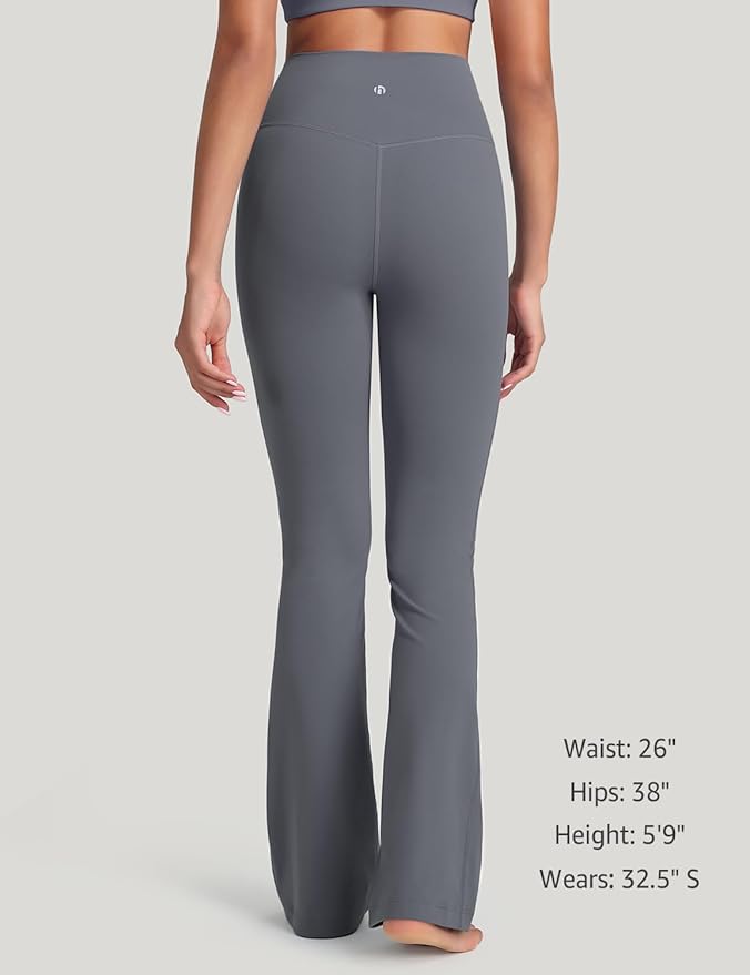 HeyNuts Harmony Flare Leggings 29"/30.5"/32.5"/34.5", High Waisted Tummy Control Wide Leg Bootcut Yoga Pants Lounge Soft