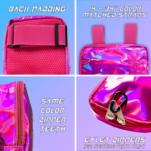 Holographic Thigh Bag No-Slip-Padded Backing - Inner Pockets & Double Zipper Carnival Thigh Bag for Women - Iridescent Leg...