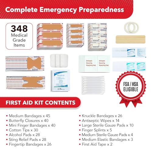 Swiss Safe 2-in-1 First Aid Kit for Car, Travel & Home, Businesses - Bonus Mini Kit for Medical Emergency Aid, Survival, C...