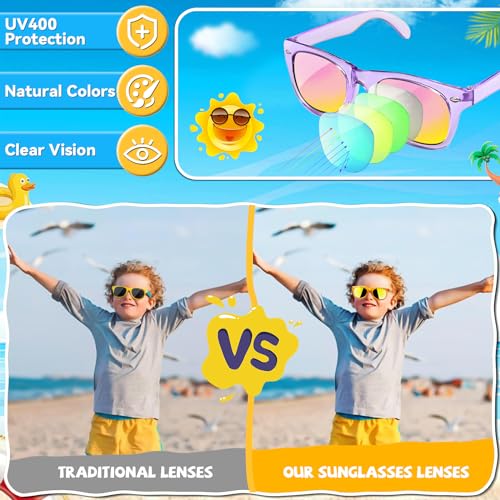 GKTZ Kids Sunglasses Party Favors - Boys Girls Age 3-8 Birthday Goodie Bags Stuffers, Neon Sunglasses with UV 400 Protecti...
