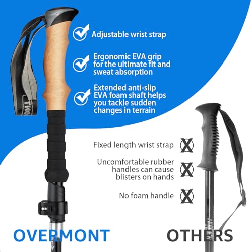 Overmont 7075 Aluminum Trekking Poles - Lightweight Collapsible Hiking Poles Adjustable Walking Sticks with EVA Handle All...