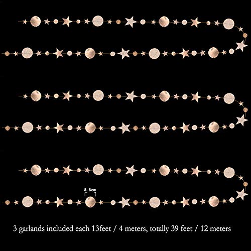 Decor365 Twinkle Star Garlands Champagne Gold Party Decorations Stars Banner Ceiling Hanging Decor Streamer Backdrop for B...