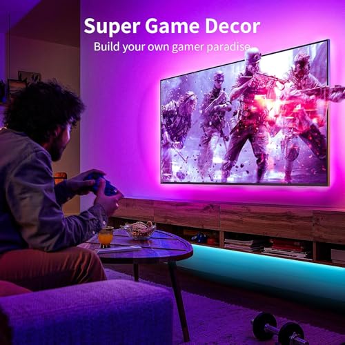 KSIPZE LED Lights for TV, 16.5ft TV led Backlight for 45-75 Inch TVs RGB TV Backlight Behind Music Sync Smart APP & Button...
