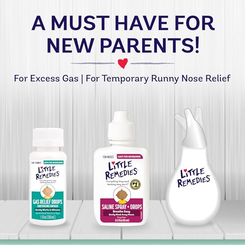 Little Remedies New Baby Essentials Kit with Saline Nasal Spray, Diaper Rash Cream, Gas Relief Drops, Gripe Water & More, ...