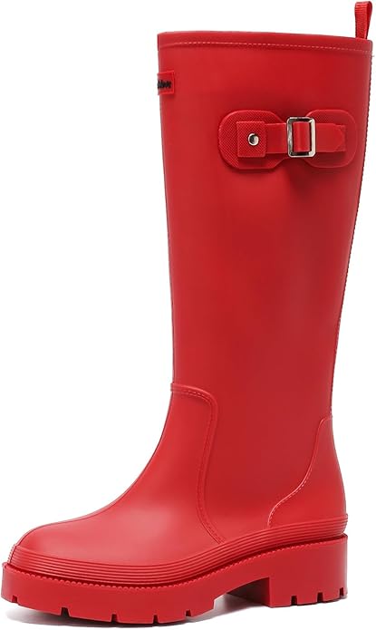 Pelbiuqik Women's Rain Boots Knee High Rubber Boots Waterproof Anti-Slip Tall wide calf Garden Boots Insulated Work Water ...
