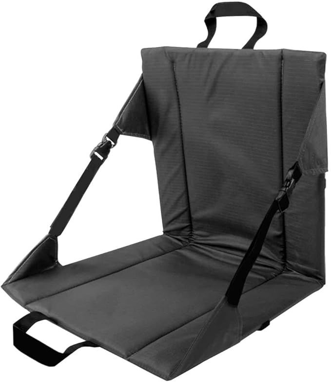 LynsaTac Folding Stadium Seat Cushion with Backrest, Portable Bleacher Pad for Camping, Fishing,15.8'' x 16.5'',Lightweight Chair with Backrest for Outdoor Sports and Concerts (Grey)