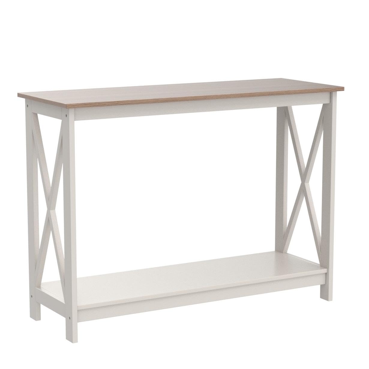 PHI VILLA White Console Tables for Entryway, Farmhouse Narrow Sofa Table Hallway, Ivory Skinny Entry Table