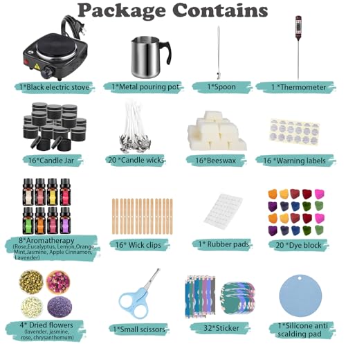 Complete Candle Making Kit With Wax Melter, Candle Making Supplies, DIY Arts&Crafts Kits Gift For Adults,Beginners,Includi...