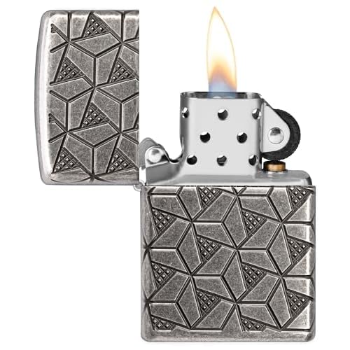 Zippo Lighter: Armor MultiCut Geometric Deep Carve - Antique Silver 49883
