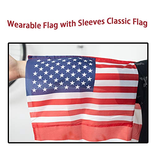 FUTUREPLUSX American Flag Cape, Wearable USA Flag Costume Outfit with Sleeves Classic Flag, 2 Differents Wearing Methods
