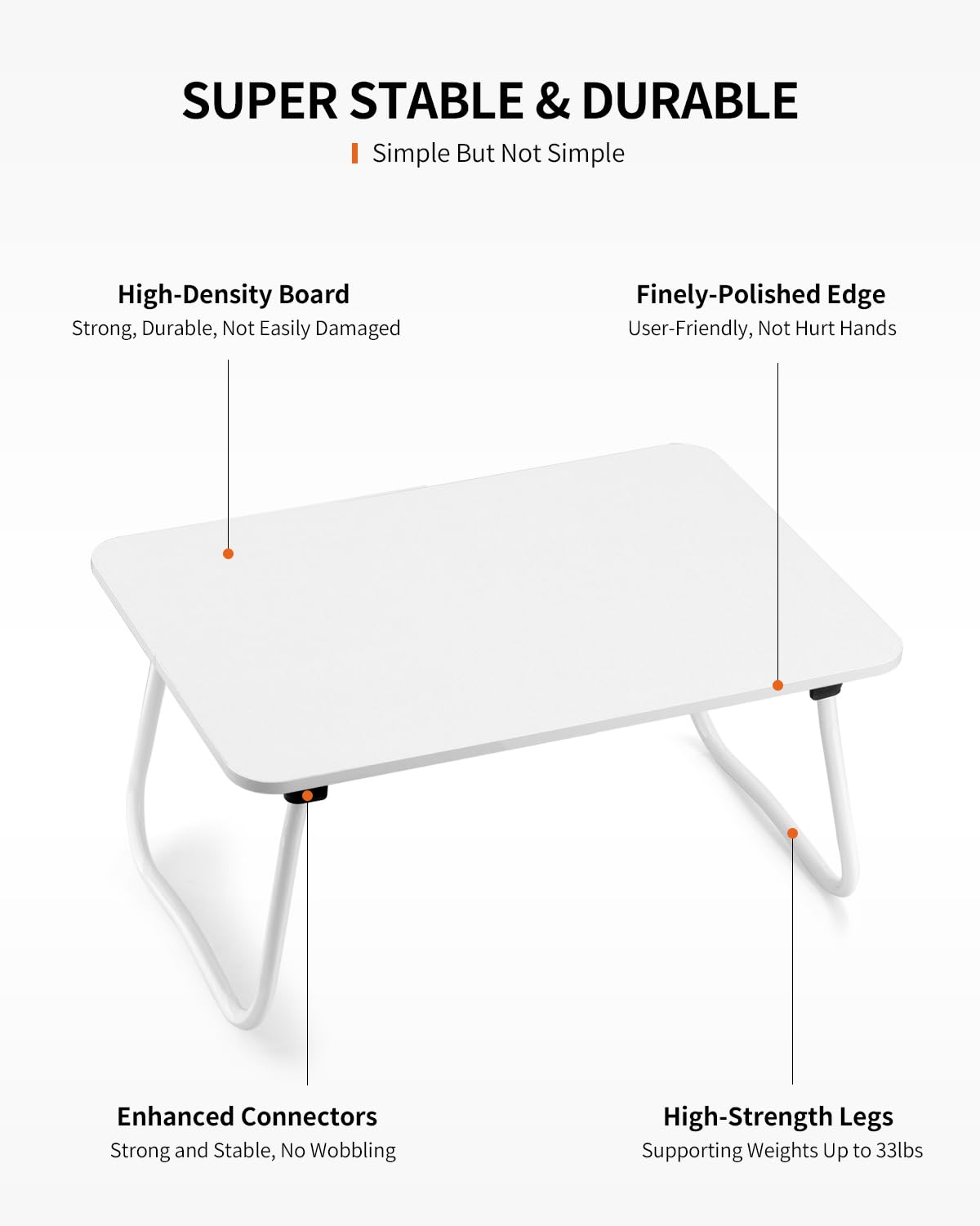 FISYOD Foldable Lap Desk, Laptop Bed Desk, Portable Bed Table, Laptop Stand for Bed & Couch, Lightweight & Mini - White