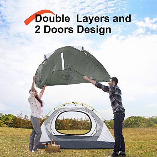 BISINNA 2 Person Camping Tent Lightweight Backpacking Tent Waterproof Windproof Two Doors Easy Setup Free Standing Double ...