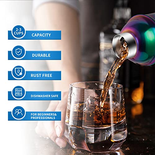 Safring 24oz Cocktail Shaker Bar Set, Martini Shaker with Built-in Strainer, Measuring Jigger, Mixing Spoon, Professional ...