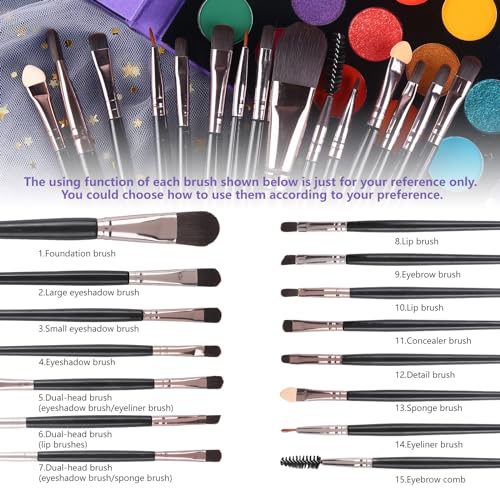 UCANBE Eyeshadow Palette with 15Pcs Brushes Makeup Set, Pigmented 86 Colors Make Up Sets Valentine's Day Gift, Matte Shimm...