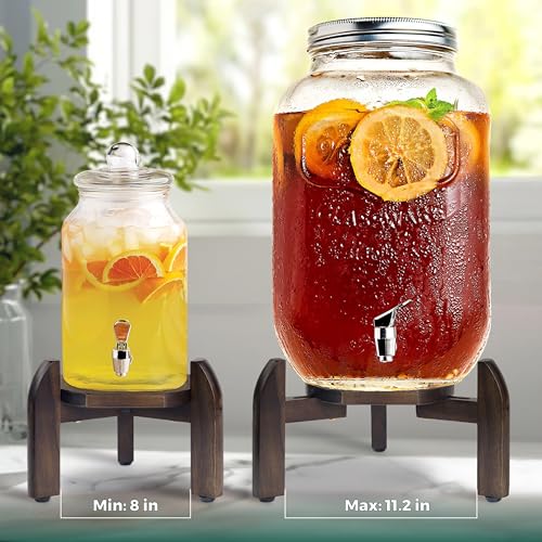 Drink Dispenser Stand Adjustable Width from 8" to 11.2" Wide - Beverage Jar and Water Plastic Jug Holder - to plant flower...