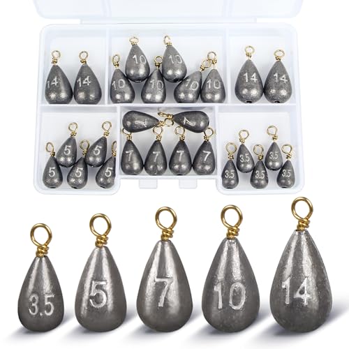 MYLPRETALE 26Pcs Fishing Weights Sinkers Kit, Drop Shot Weights, Lead Fishing Weights for Saltwater Freshwater, Catfish We...