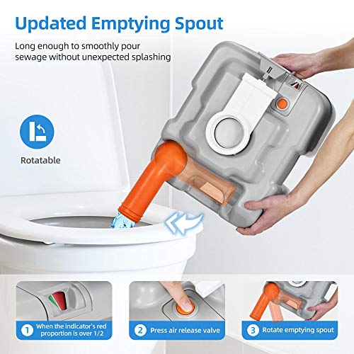 YITAHOME Portable Sink and Toilet, 17 L Hand Washing Station & 5.3 Gallon Flush Potty,for Outdoor,Camping, RV, Boat, Campe...