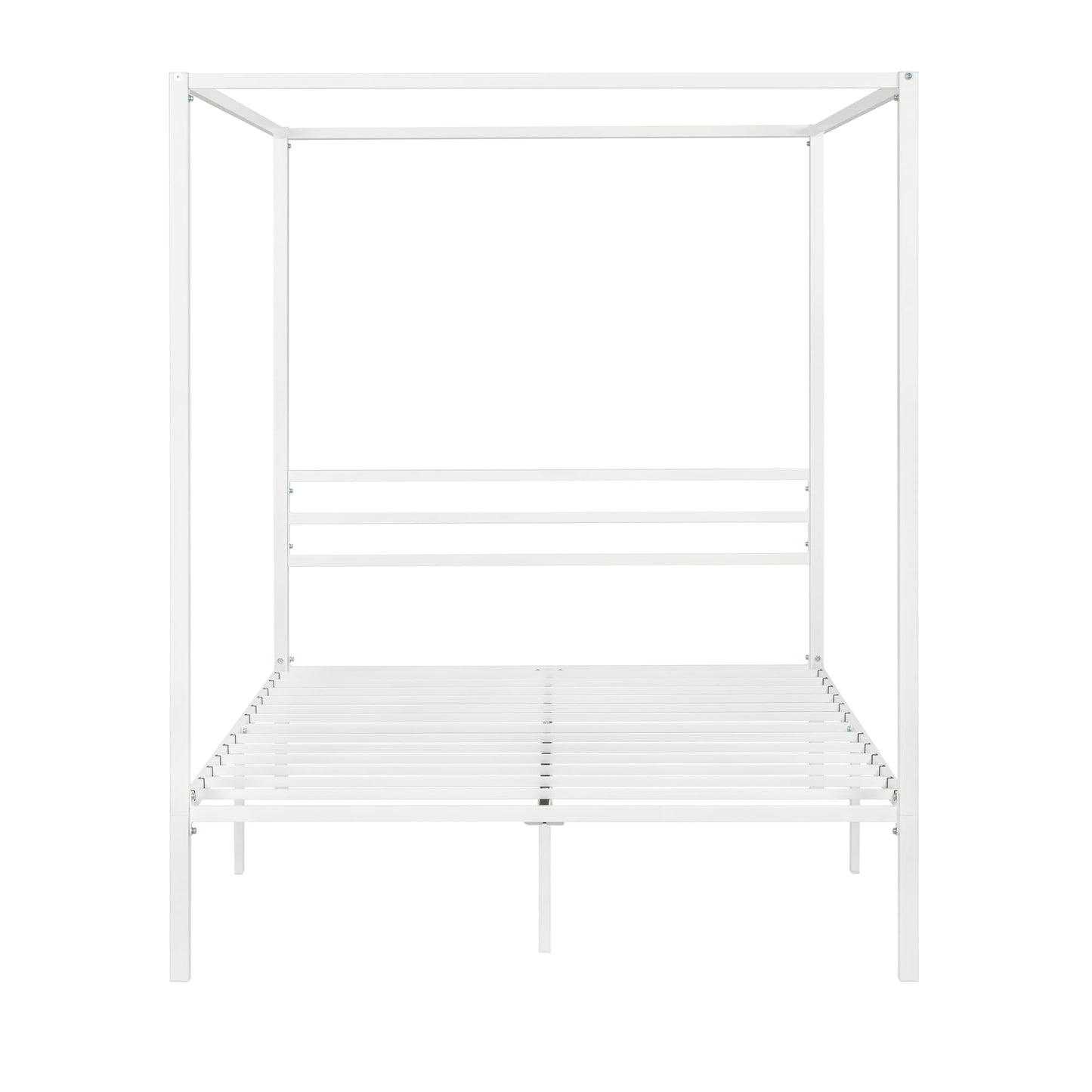 SHA CERLIN Canopy Bed Frame Full Size/Mattress Foundation with Metal Slats Support/No Box Spring Needed/Easy Assembly/White