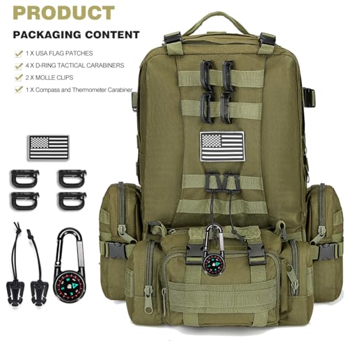 CALUOMATT Large Military Tactical Backpack for Men, 40-50L Backpacks for Women, Bug out Bag Army 3 Days Pack Bags Rucksack...