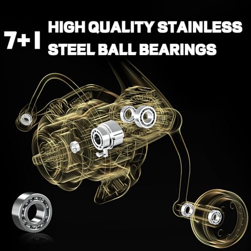 Ashconfish DF Series Spinning Reel Saltwater & Freshwater Fishing Reel, Lightweight Nylon/Fiberglass Frame, 7+1BB, 5.2:1 G...