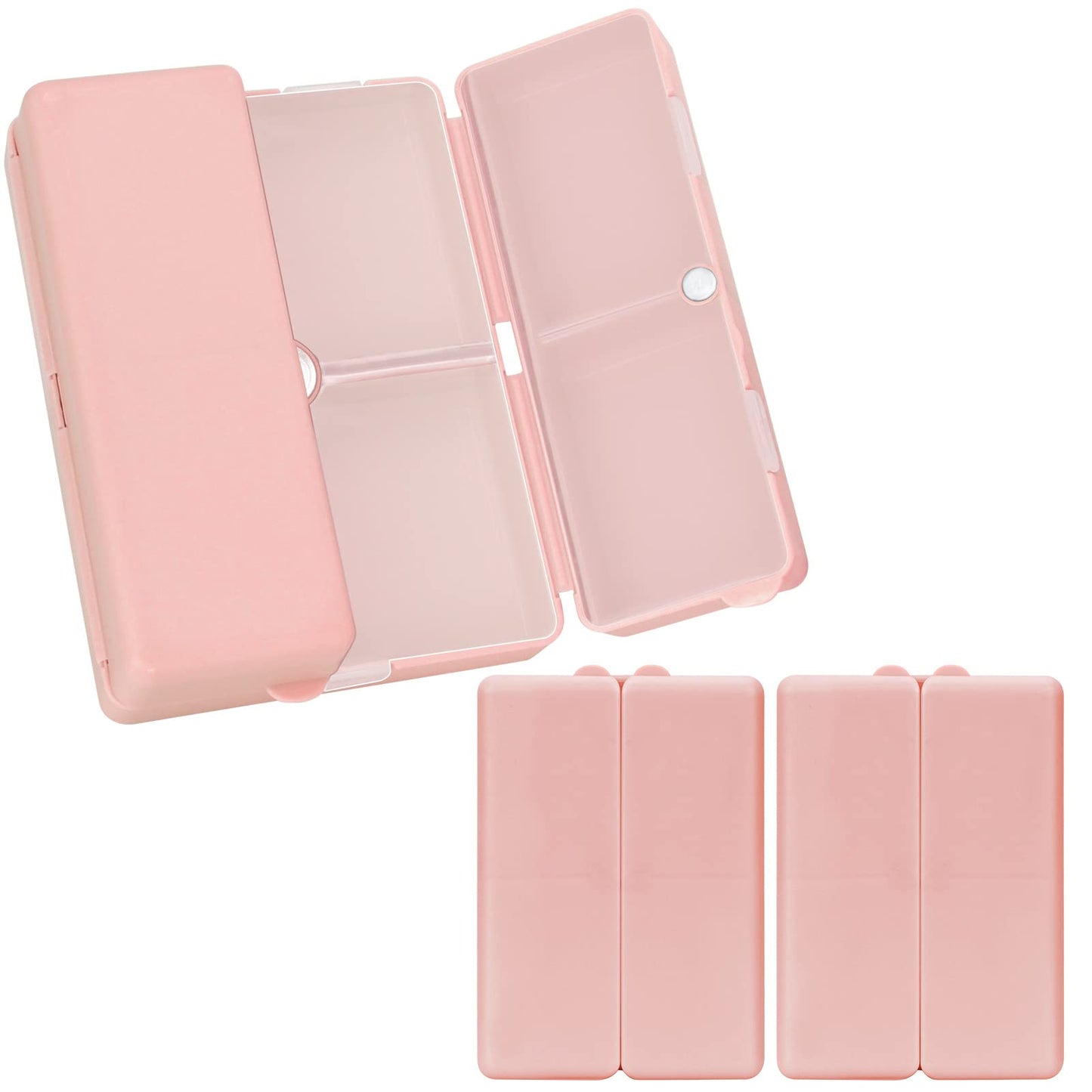 FYY Daily Pill Organizer,2 Pcs 7 Compartments Portable Pill Case Travel,Folding Design Pill Box for Purse Pocket to Hold Vitamins,Cod Liver Oil,Supplements and Medication-Pink