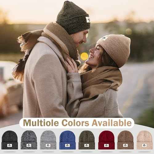 3 Packs Winter Beanie Hats for Men Women, Unisex Soft Warm Thick Beanies, Cuffed Knit Skull Cap
