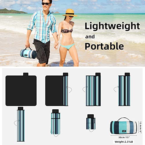 ZAZE Picnic Blankets Beach Blanket, 80''x80'' Extra Large Thick 3-Layers, Sandproof Machine Washable Waterproof Foldable O...