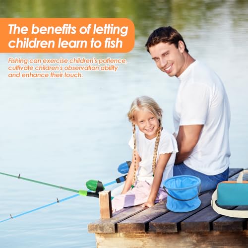 Kids Fishing Rod Reel Combo 4.92FT/5.9FT 2PCS Telescopic Fishing Pole Spincast Reel with Fishing Accessories Ultralight Fi...