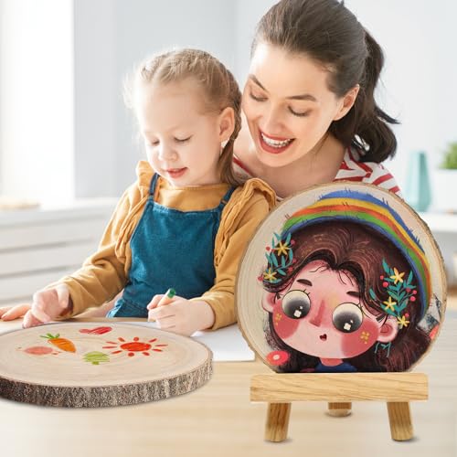Wood Slices for Centerpieces, Wood Rounds Cookies for Crafts, Rustic Wood Circles & Slabs, Wooden Discs for Tables Decor-f...