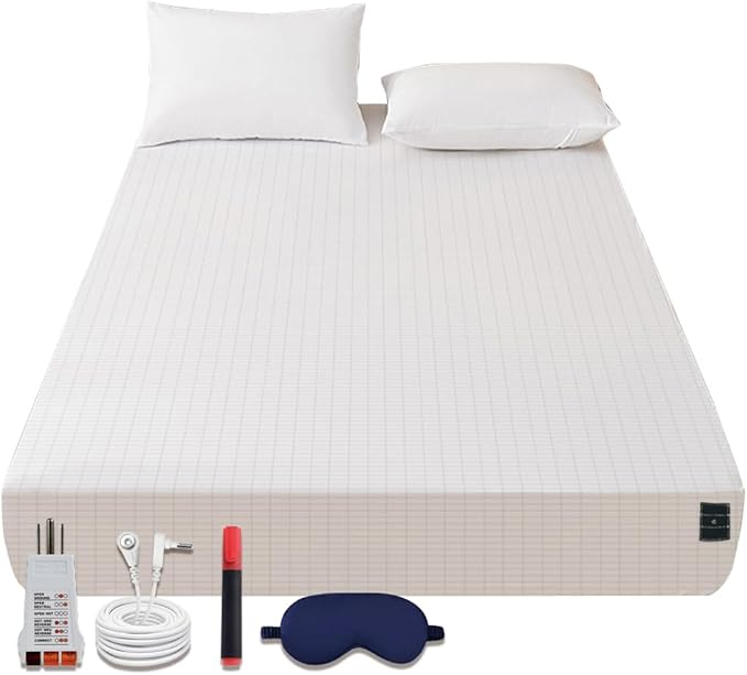 NAGS® Grounding Sheets,Grounding Bedding Sheet, Soft Cotton with Pure Silver Fitted Grounded Sheet for Improved Sleep,Pain Relief (White, King,78 * 80 * 13.5inch)