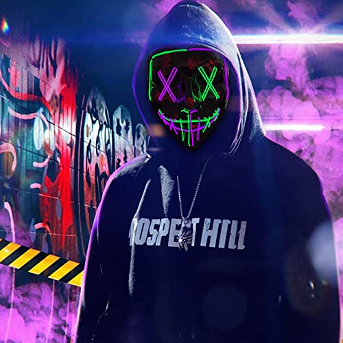 Poptrend Halloween Mask LED Light up Mask Scary mask for Festival Cosplay Halloween Costume Masquerade Parties,Carnival,Gi...
