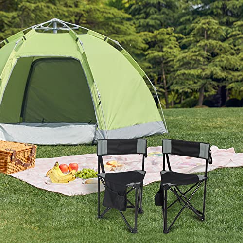REDCAMP 2 Pack Tripod Camping Chairs Folding Lightweight, Portable 3 Legged Tripod Stool Seat with Backrest, Small Golf Ch...