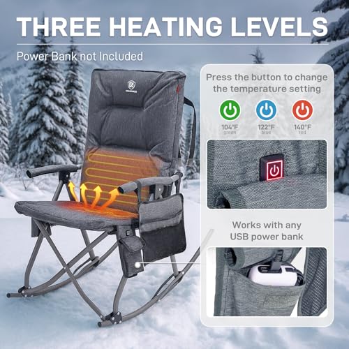 EVER ADVANCED Oversized Folding Rocking Camping Chair Set of 2, Padded Portable Rocker Chair for Patio, Lawn and Outdoors,...