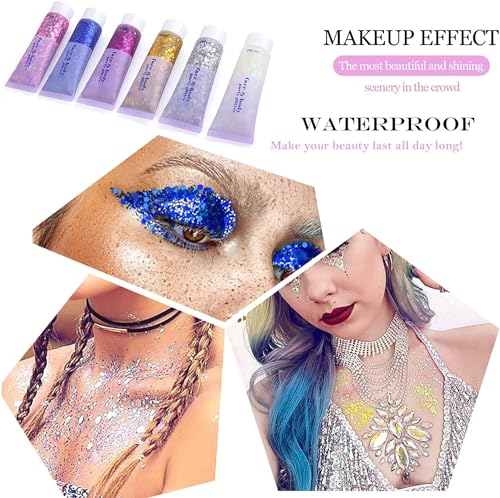 PAQIMAN Gold Body Glitter,Sparkling Neon Outfit Party Holographic Sequins Paint Body Glitter Gel Makeup. (02# Gold)