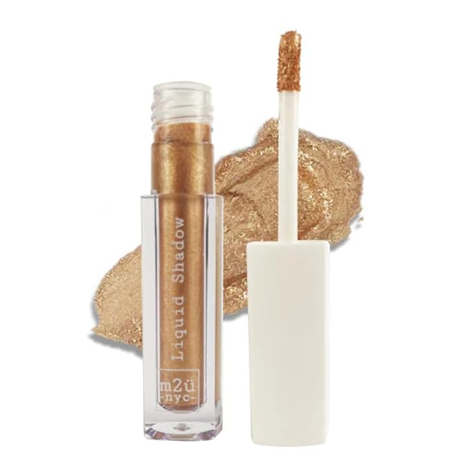 M2U NYC (Warm Champagne Liquid Eyeshadow – Quick Drying Liquid Eye Shadow with One Swipe Pigment Coverage – Long Lasting, Buildable & Blendable Crease Proof Formula – Shimmer Finish