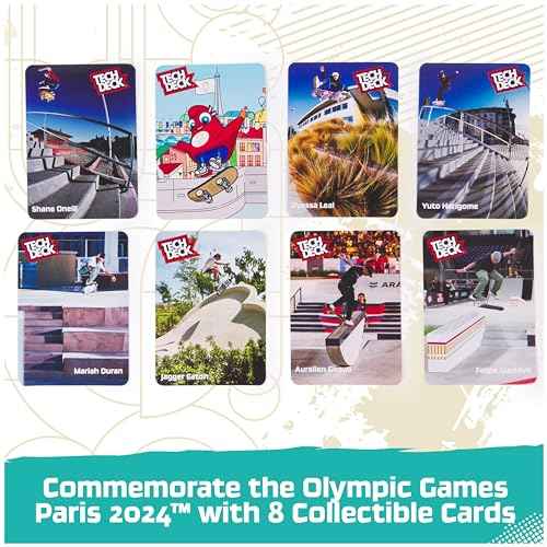Tech Deck, Competition Legends 8-Pack Fingerboards with Collectible Cards, Olympic Games Paris 2024, Customizable Mini Skateboards, Kids Toys for Ages 6 and up