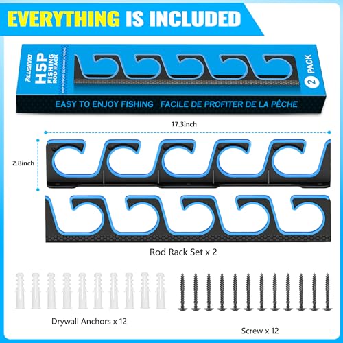 PLUSINNO H5P Fishing Rod/Pole Holders for Garage, Wall or Ceiling Mounted Fishing Rod Holder with Soft Protective Pad, Fis...