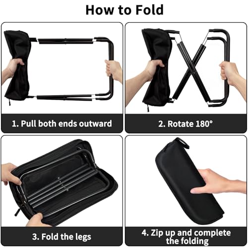 WITTOL Portable Folding Stool 13 Inch Camping Stool for Adults with Side Pocket, Ultralight Small Foldable Pocket Chair fo...