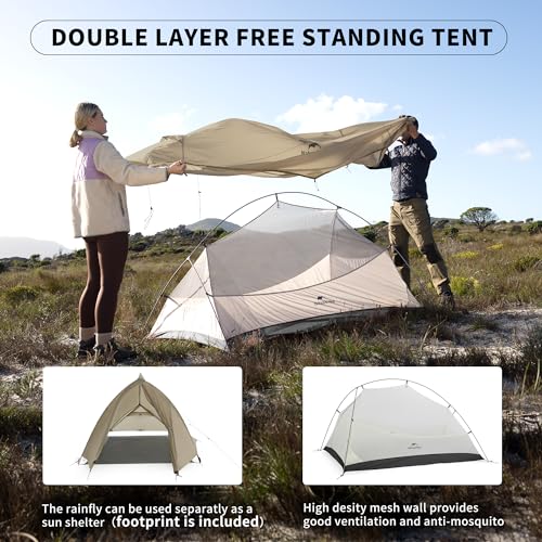 Naturehike Cloud-Up 2 Person Tent Lightweight Backpacking Tent with Footprint - Free Standing Ultralight Camping Hiking Ba...